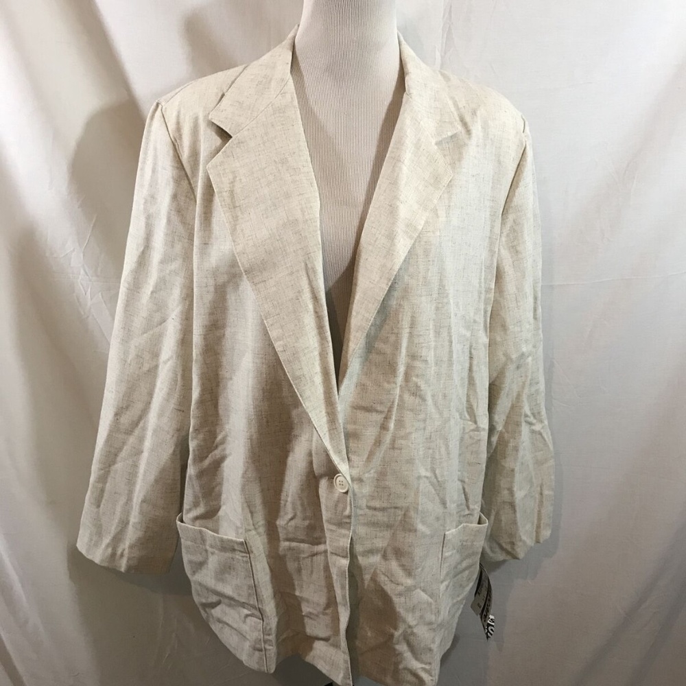 Briggs New York light tan blazer jacket - womens 18W, NWT, armpit to armpit = 24